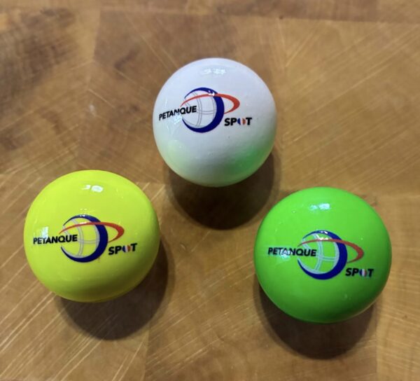 Cochonnets PETANQUE SPOT fluo – Lot de 3 assortis Blanc Vert Jaune - Edition Premium