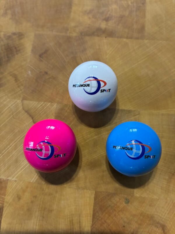 Cochonnets PETANQUE SPOT fluo assortis Blanc Rose Bleu - Lot de 3 - Edition Premium