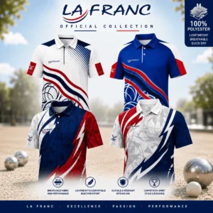 Polos LA FRANC Officiels – Collection Performance PETANQUE SPOT by FBT – 4 designs exclusifs