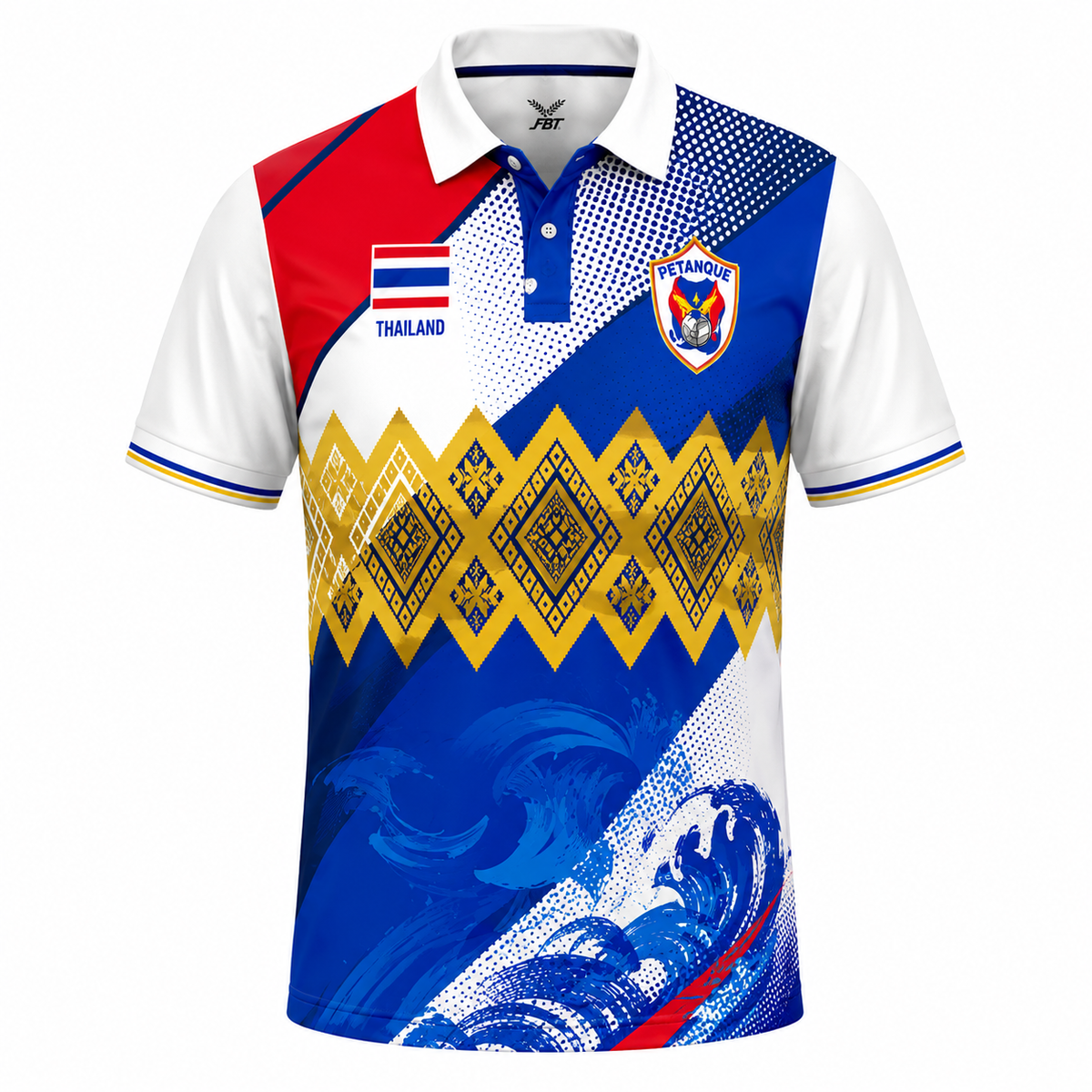 Maillot officiel pétanque Thaïlande FBT recto design premium